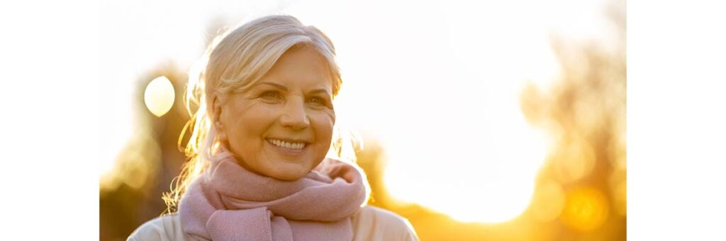 Woman in a scarf outside